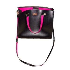 Kate Spade Arbour Hill Kyra Black Sweetheart Pink Leather Crossbody Handbag $379